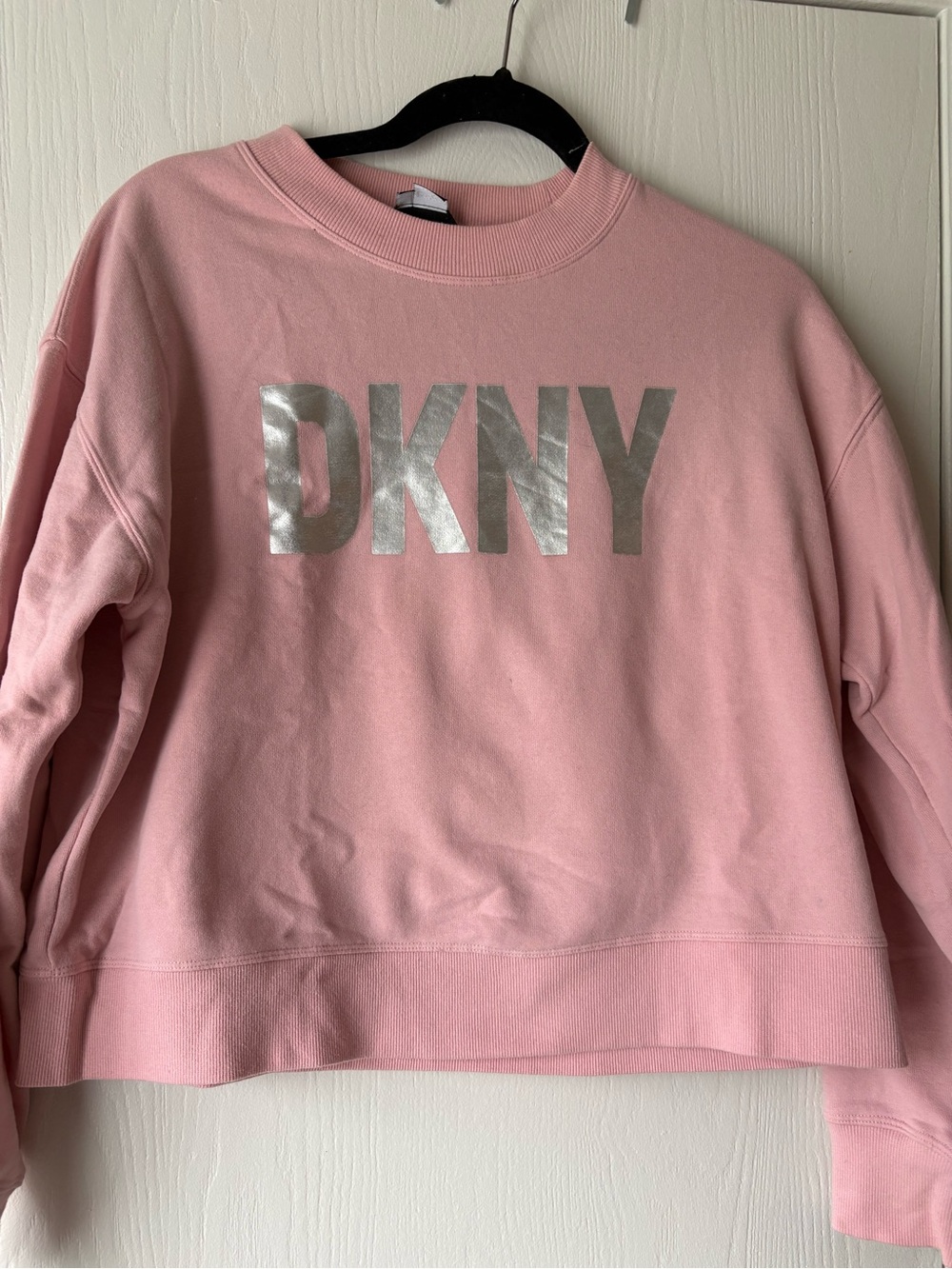 DKNY Pink Crewneck Sweatshirt with Silver Logo